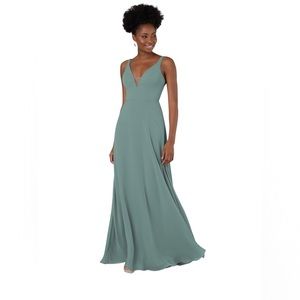 SORELLA VITA V-NECKLINE BRIDESMAID PROM DRESS eucalyptus 12